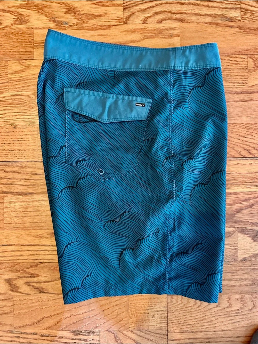 Hurley Teal Wave-Print Board Shorts